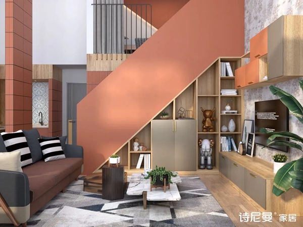 诗尼曼全屋定制|楼梯柜这样设计，家里多出一间房