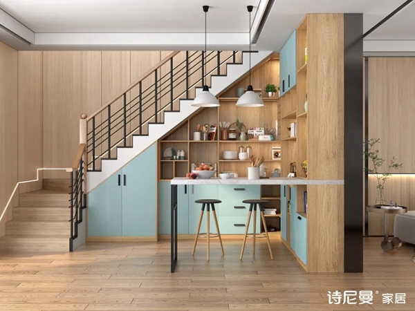 诗尼曼全屋定制|楼梯柜这样设计，家里多出一间房