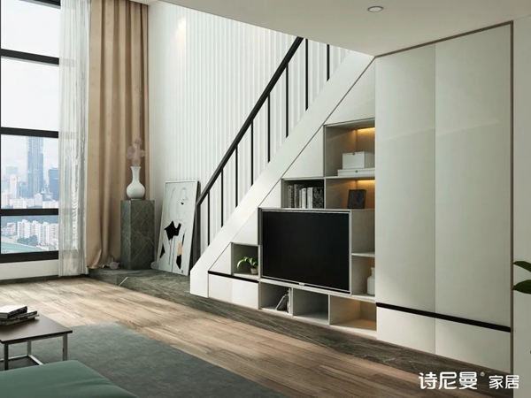 诗尼曼全屋定制|楼梯柜这样设计，家里多出一间房