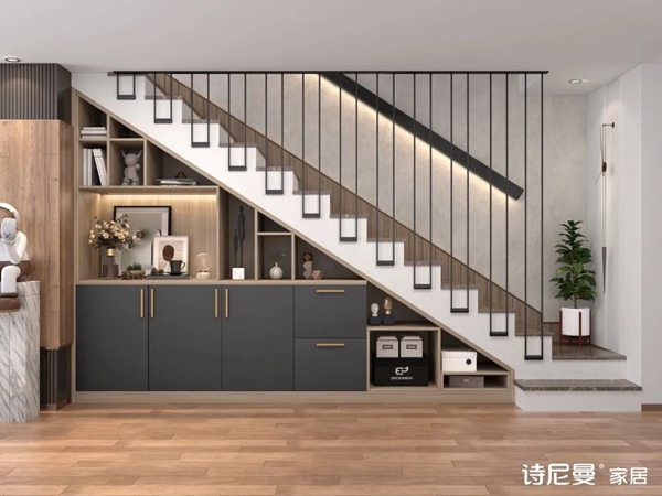 诗尼曼全屋定制|楼梯柜这样设计，家里多出一间房