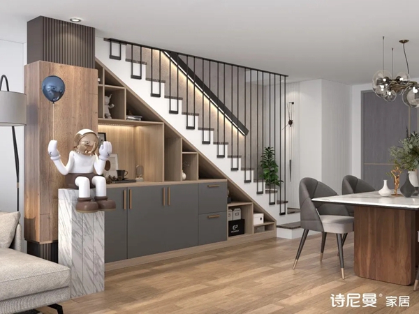 诗尼曼全屋定制|楼梯柜这样设计，家里多出一间房