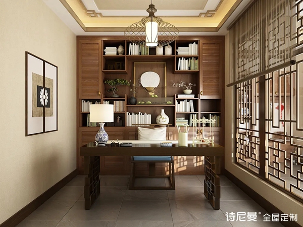 诗尼曼全屋定制|这7个新中式书房美绝了!