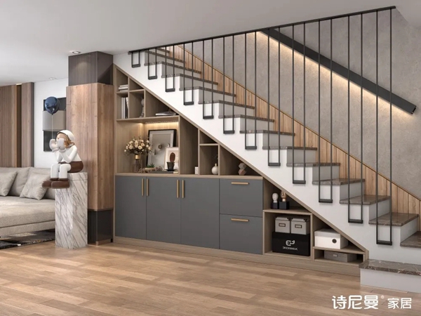 诗尼曼全屋定制|楼梯柜这样设计，家里多出一间房