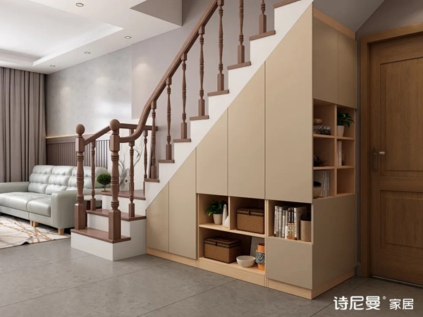 诗尼曼全屋定制|楼梯柜这样设计，家里多出一间房