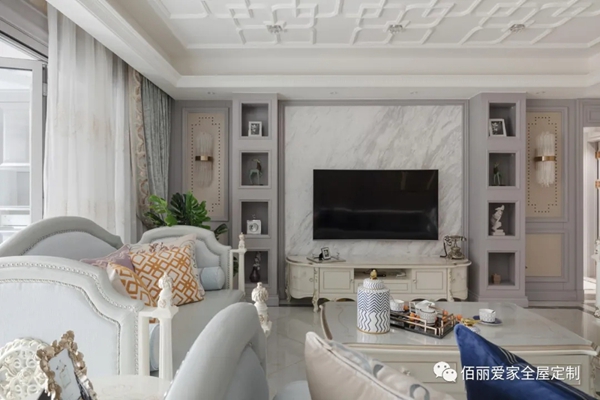 佰丽爱家全屋定制|190㎡美式新古典风格3居室，将美式元素融入现代古典风格