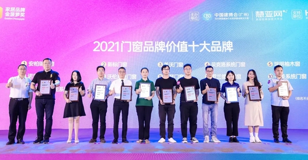 实力见证|坚美定制荣膺“2021门窗品牌价值十大品牌”
