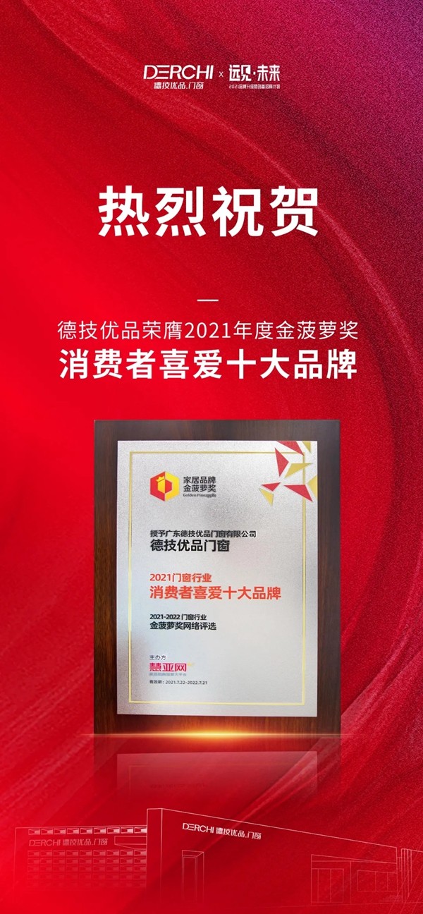 德技优品门窗荣膺2021年度门窗行业消费者喜爱十大品牌