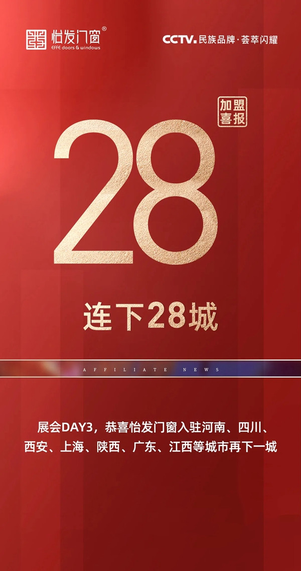 火爆|怡发门窗招商1天连下28城！