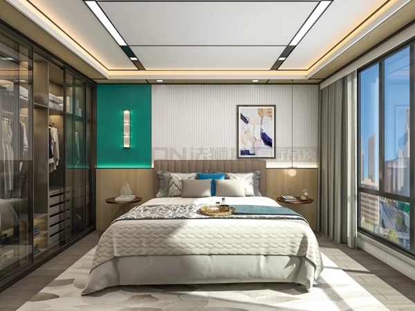 法狮龙客厅吊顶95m²装修实例 | 木纹+宝格丽绿色调，打造的轻奢设计