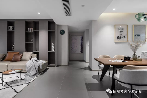 佰丽爱家全屋定制|140平米现代风4室，利用柜体打造极简空间