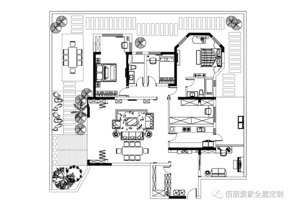 佰丽爱家全屋定制|190㎡美式新古典风格3居室，将美式元素融入现代古典风格