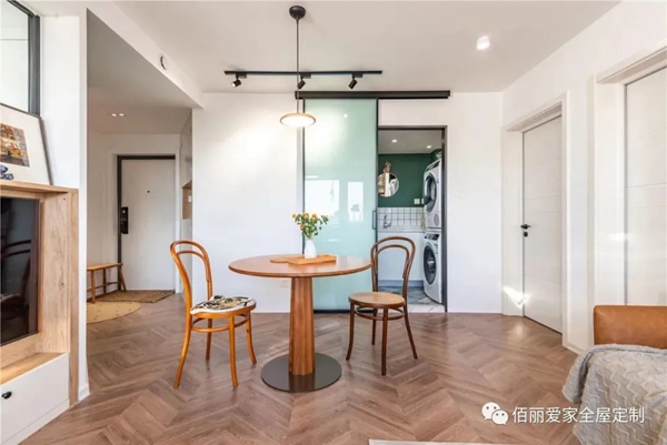 佰丽爱家全屋定制|64㎡北欧风2居室，书房做了隐藏式侧翻床