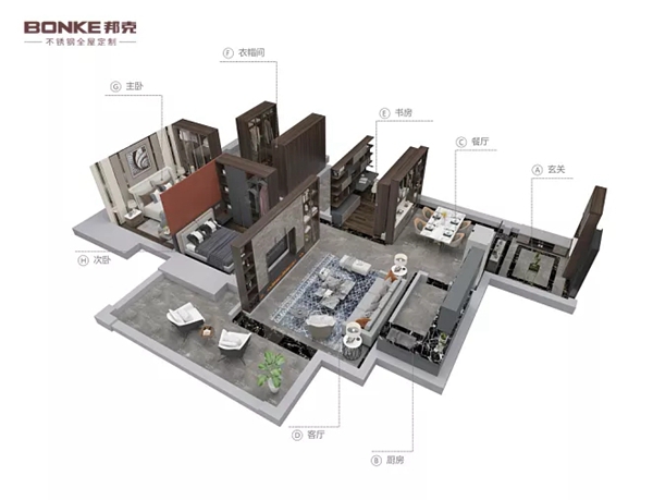 亮相广州建博会,邦克不锈钢橱柜如何书写不锈钢全屋定制新风口