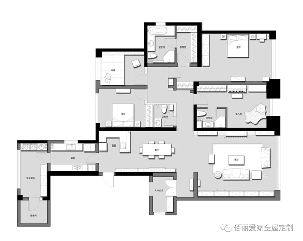 佰丽爱家全屋定制|239㎡田园美式风4居室