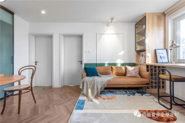 佰丽爱家全屋定制|64㎡北欧风2居室，书房做了隐藏式侧翻床