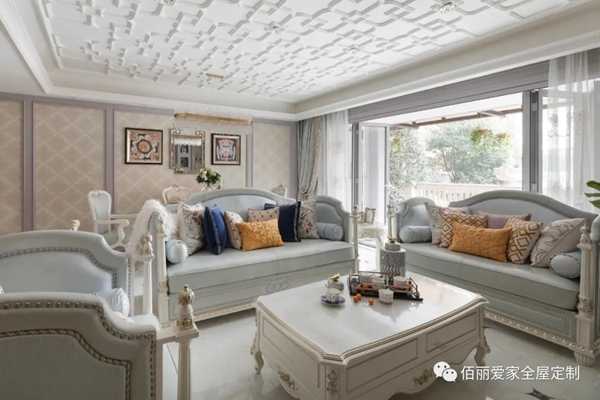 佰丽爱家全屋定制|190㎡美式新古典风格3居室，将美式元素融入现代古典风格