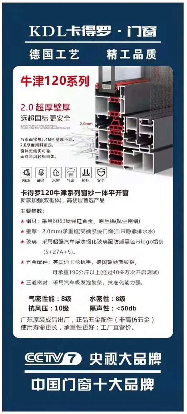 新品上市 | 卡得罗门窗牛津120内外平框系列！