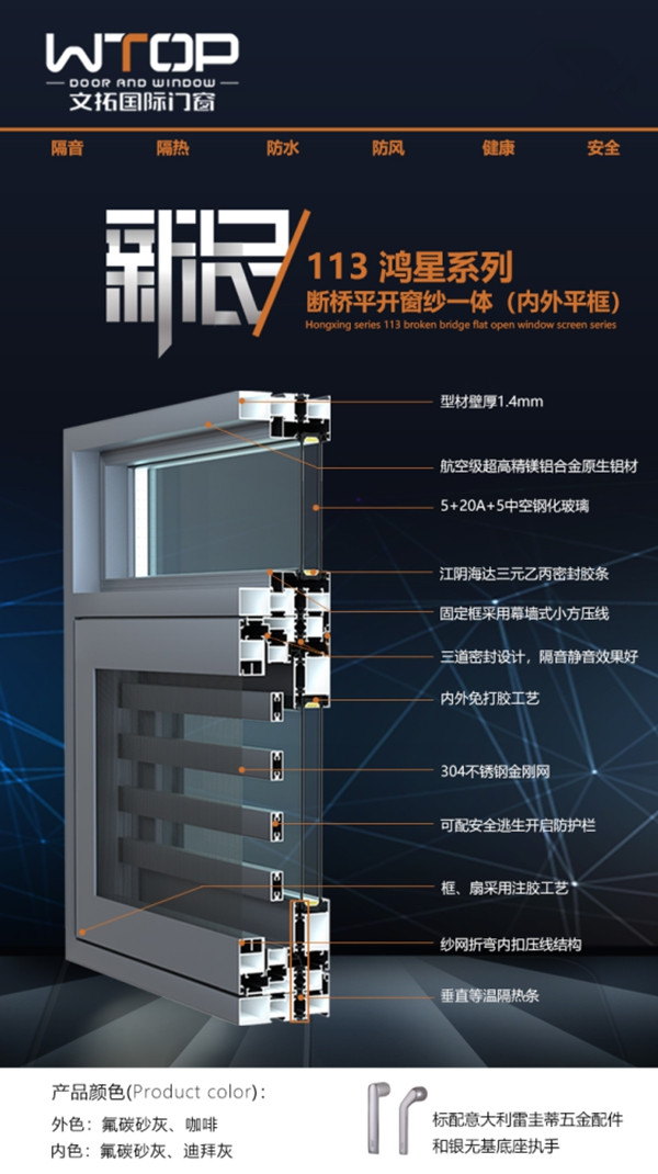 鸿星系列|文拓国际门窗新品113断桥平开窗新品上市!