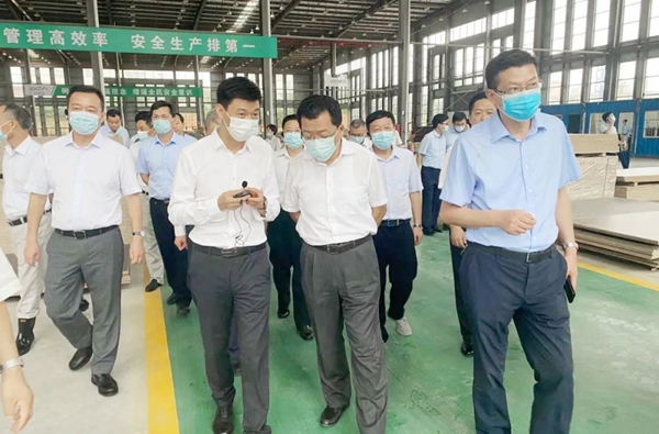 铜陵市市委书记丁纯、枞阳县委书记杨如松、枞阳县委常委梁健等莅临欧蒂尼枞阳生产基地视察工作