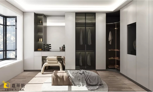 嘉蒂斯全屋定制|1m²也不浪费 ，衣柜一体化梳妆台定制方案
