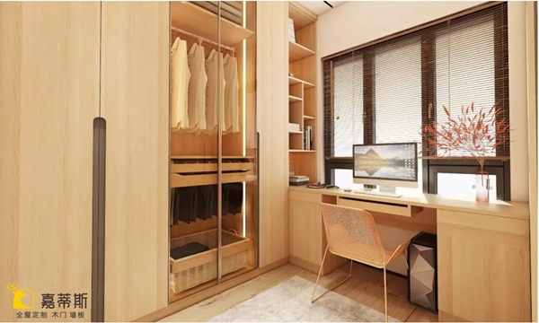 嘉蒂斯全屋定制|1m²也不浪费 ，衣柜一体化梳妆台定制方案