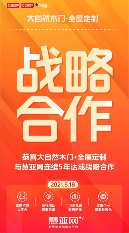 大自然木门·全屋定制与慧亚网连续5年达成战略合作