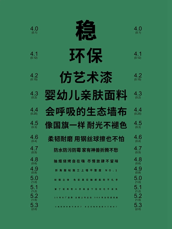 选墙布，你“瞎”了吗？西大门视力表为你掌眼！