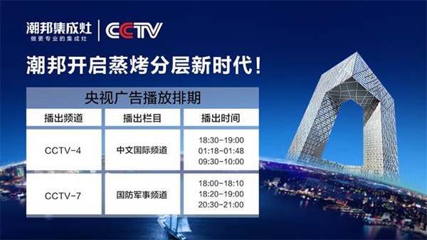 潮邦集成灶与央视再度携手开启国庆霸屏模式