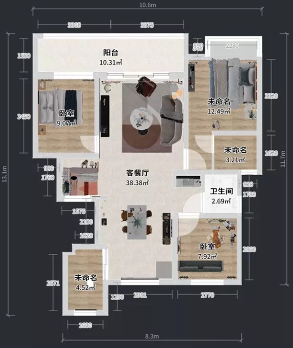 兔宝宝健康家居|113㎡现代简约风三居室，入户与书房的设计可太会了~