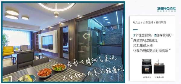 当2台森歌集成灶遇见时尚高端轻奢风，装完效果惊艳全小区！