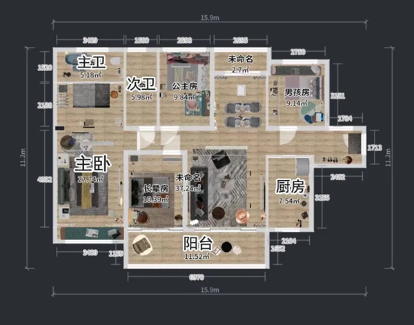 兔宝宝健康家居|139㎡现代简约四居室，绝佳配色与完美收纳的组合