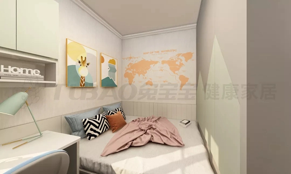 兔宝宝健康家居|79㎡紧凑小三室，这舒适实用的莫兰迪色系卧室我给满分！