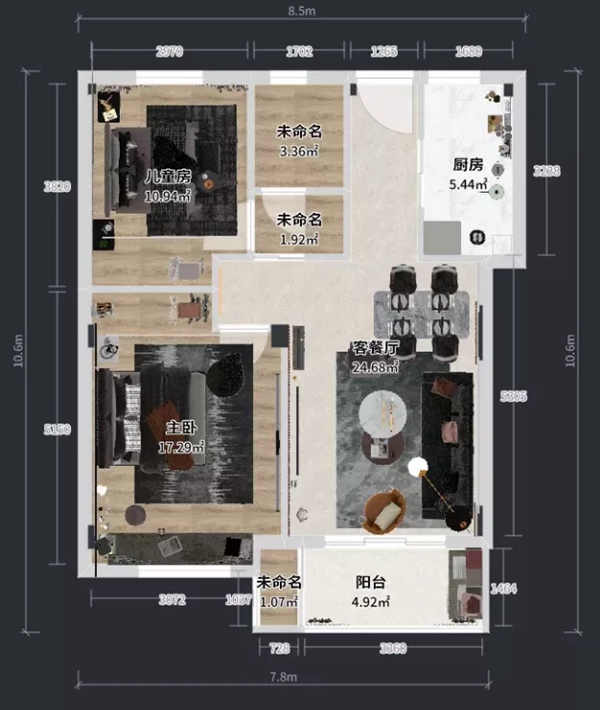 兔宝宝健康家居|88㎡现代简约风,小户型的黑白灰也能如此高级有质感