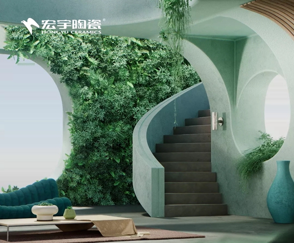 宏宇陶瓷：墙上一抹蓝，开启深秋序曲，格调十足！