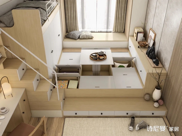 诗尼曼全屋定制|榻榻米这样设计，漂亮又实用，甩邻居家好几条街！