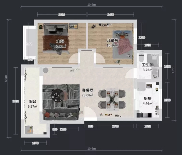 兔宝宝健康家居|81㎡简约风两居室，小户型就要发挥每个角落空间的价值