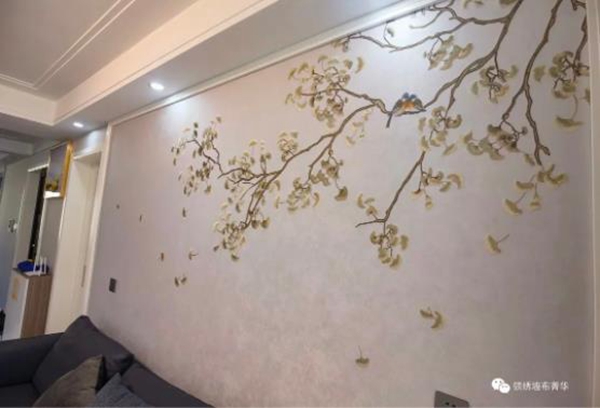 领绣墙布菁华|山东新泰实贴图案例分享之客厅篇