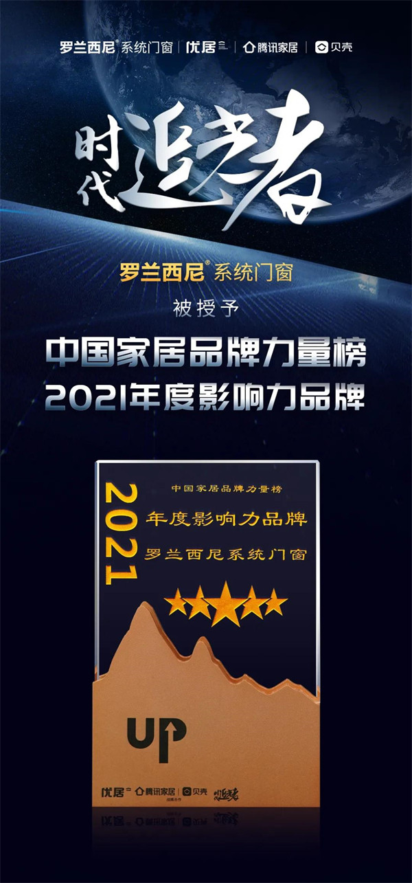 罗兰西尼系统门窗获年度影响力品牌荣誉