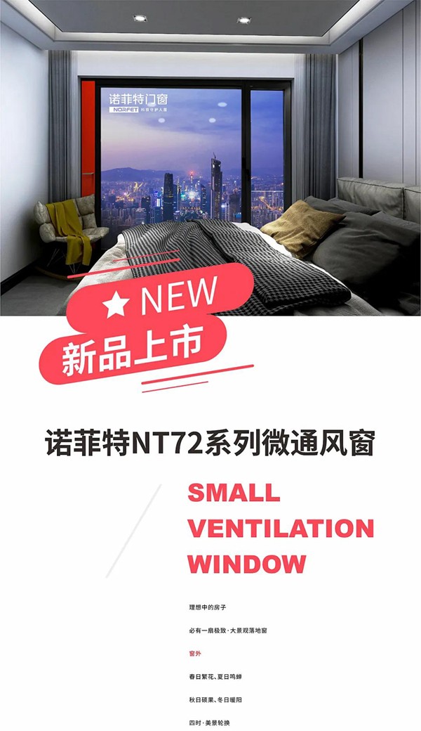 新品上市 ▏诺菲特NT72系列微通风窗