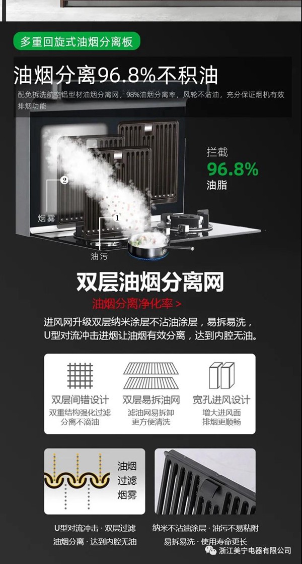 美宁JH819A免清洗分体集成灶，油烟自动过滤，解放您的双手！