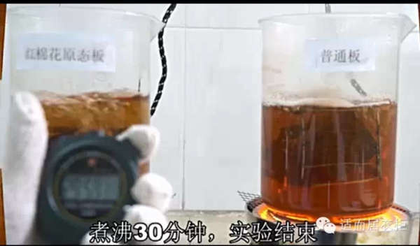 适而居：红棉花原态板与普通板沸水煮的对比实验
