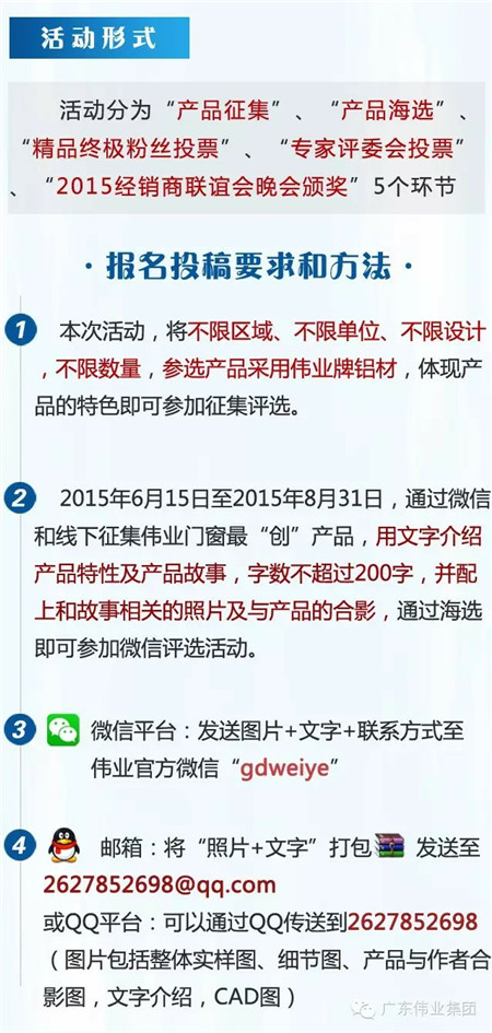 伟业门窗我最“创” ——2015年最“创”产品征集评选活动开始啦！ 