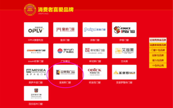富奥斯门窗喜获2015-2016年度“消费者喜爱品牌”