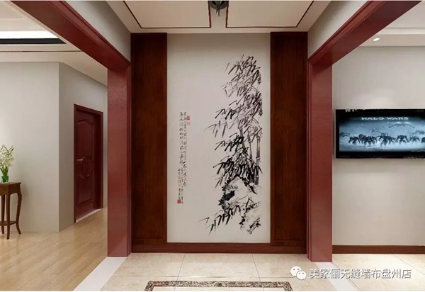 美家俪墙布NO.06号样本/15色绣花独秀定制实景效果预览