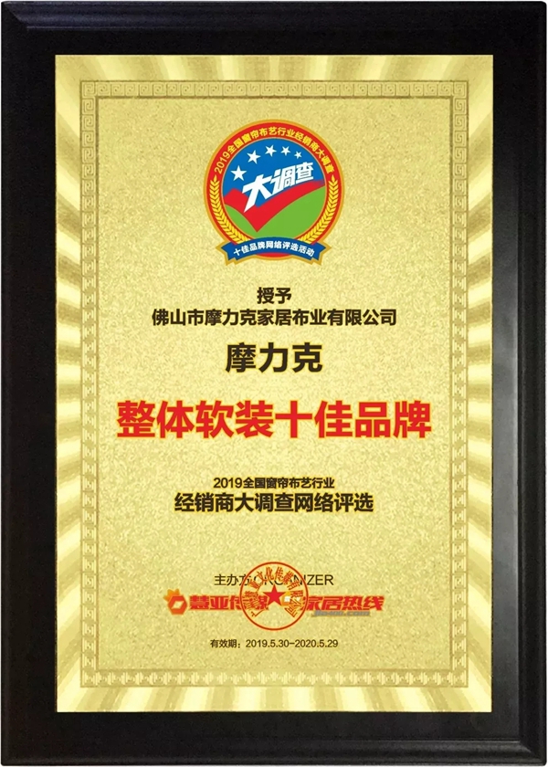 摩力克74个大奖加身 向世界宣告中国好软装
