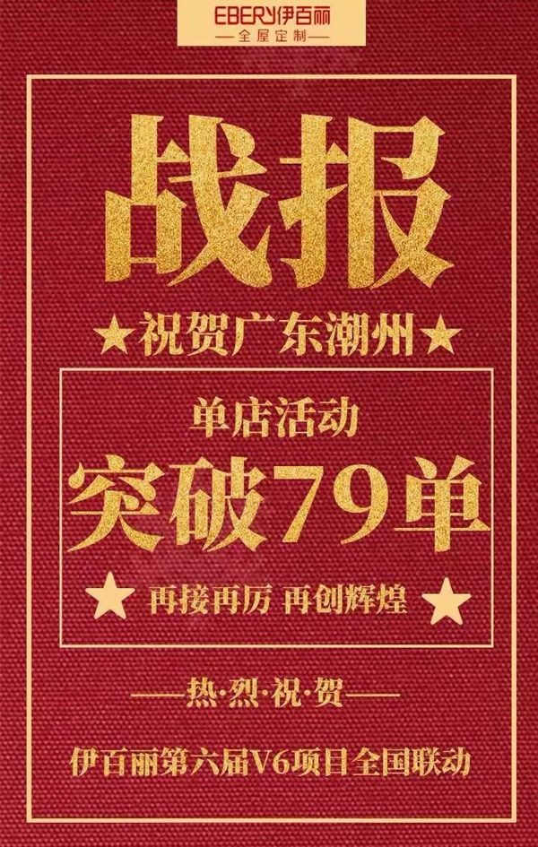 伊百丽潮州店第六届V6项目单店签单79单 业绩突破500万