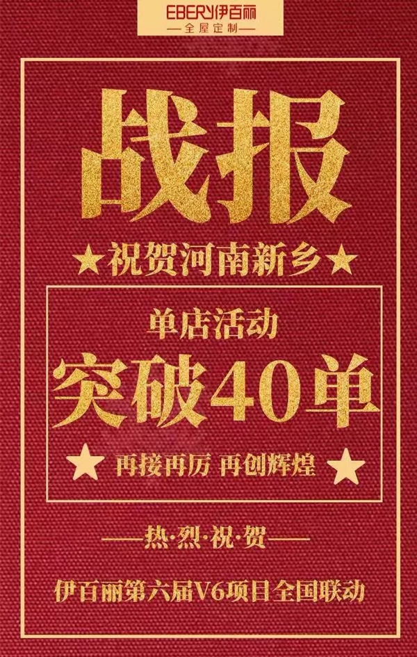 伊百丽河南新乡店在第六届V6项目签单40单 完成率333.33%