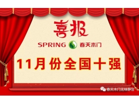春天木门11月份全国销售排行榜十强名单