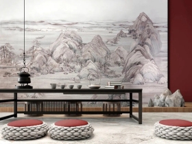 蝶装壁布：千里江山图 传统艺术绽放的现代家居韵美