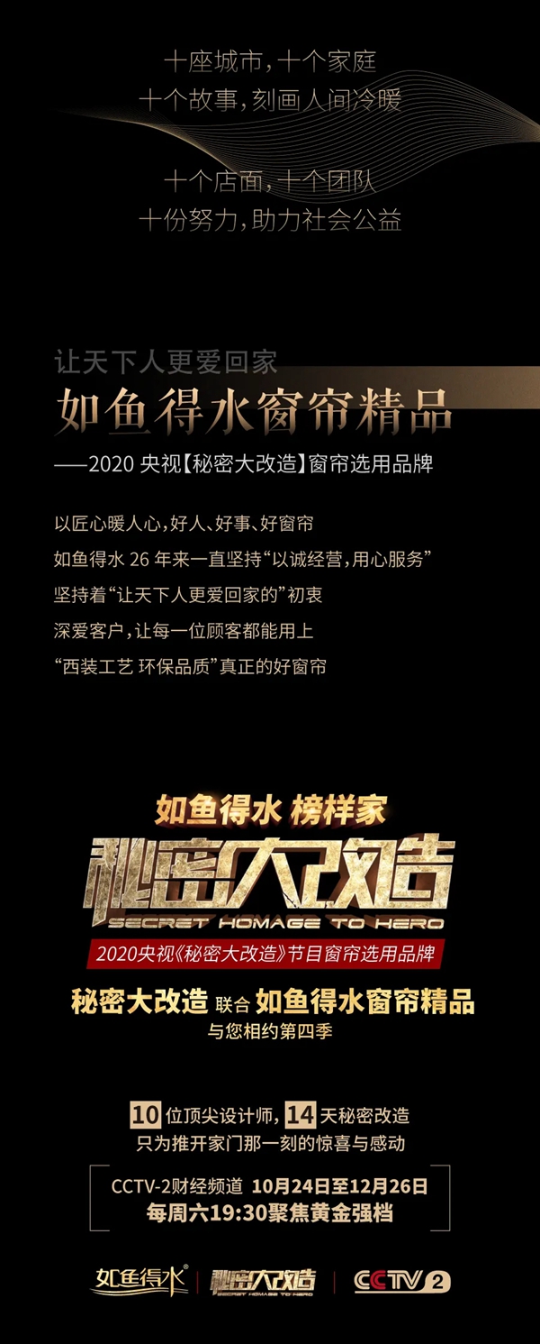 如鱼得水携手央视重磅推出【秘密大改造】栏目！